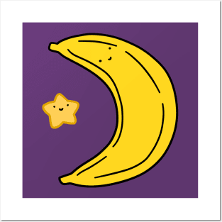 Crescent Moon Banana and Star Posters and Art